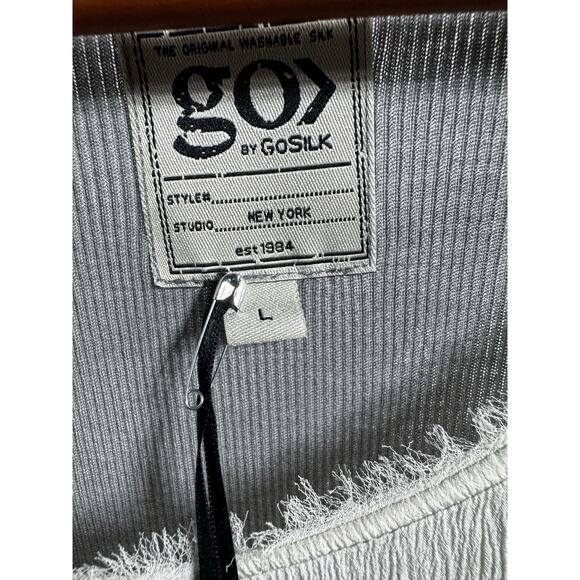 GoSilk Go By GoSilk Ombre Washable Silk Dress Gray Beige Size L Minimalist Luxe - Picture 2 of 9